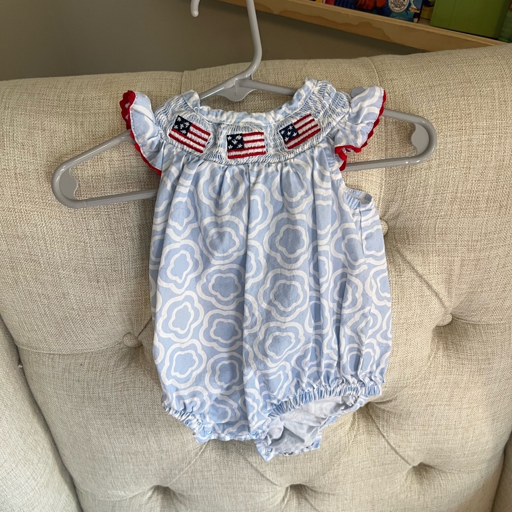 Smocked 4th of July bubble